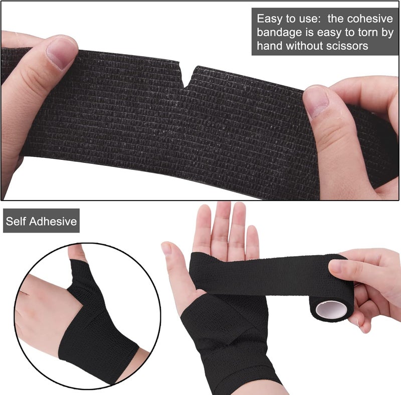 BQTQ 96 Rolls Self Adhesive Bandage Wrap Tape 2 Inch Black Self Adherent Wrap Self Stick Bandage Athletic Wraps Tape Stretch Bandages for Wrist Ankle Swelling Sprains Black - Image 3