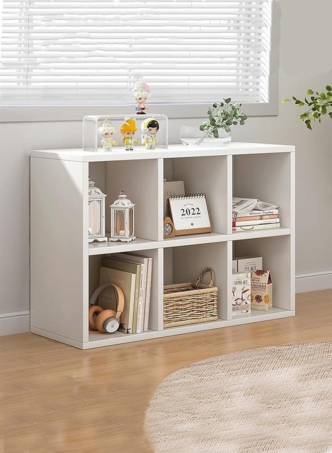 6 Cube Wooden Bookcase with Back Panel, Bookshelf and Cube Storage Organizer Decorative Display Shelf & Storage Cabinet for Books Toys Office Supplies Easy to Assemble Furniture for Living Room Bedroom & Office - Image 1