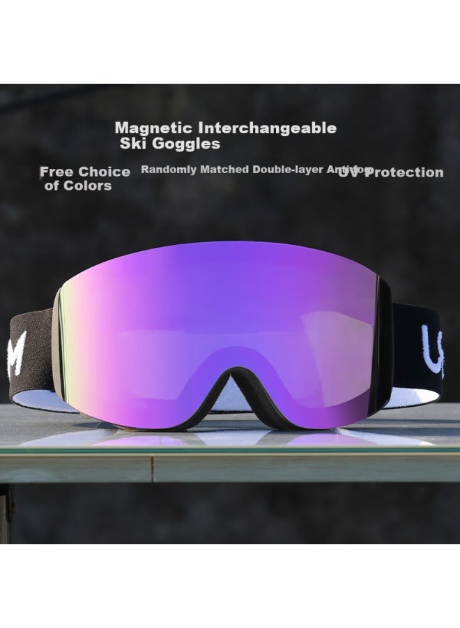 USOM Usom Magnetic Ski Goggles With Interchangeable Lenses, Uv Protection Snow Mountain Climbing Goggles - Image 1