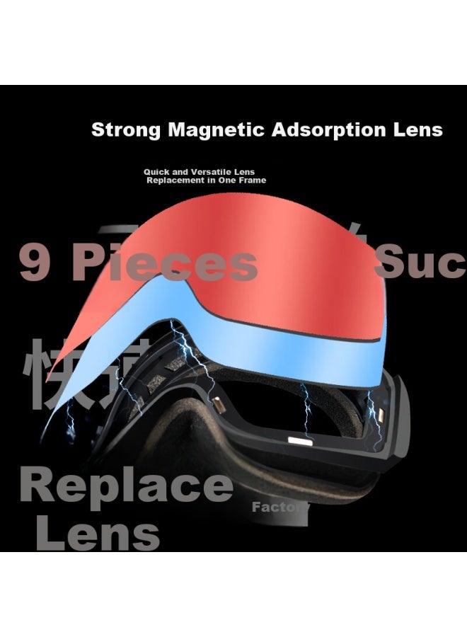 USOM Usom Magnetic Ski Goggles With Interchangeable Lenses, Uv Protection Snow Mountain Climbing Goggles - Image 5