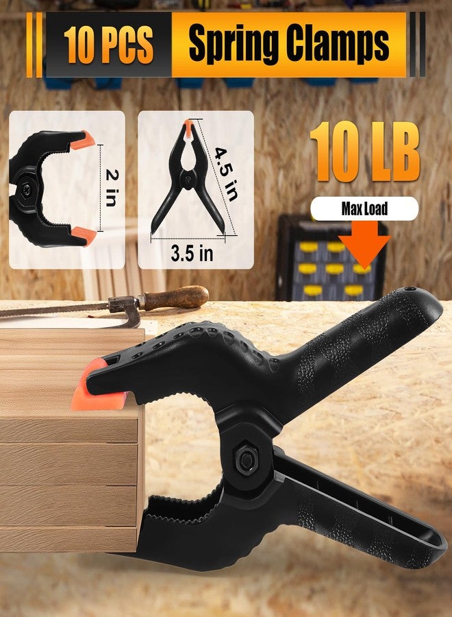 RELBRO 10 Pcs Spring Clamps, 4.5 Inch Large Plastic Spring Clips Clamps Heavy Duty Black Clamps Clips for Woodworking Photography Backdrop Stand Balloon Arch Crafts - Image 2