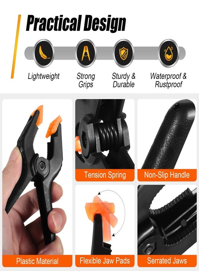 RELBRO 10 Pcs Spring Clamps, 4.5 Inch Large Plastic Spring Clips Clamps Heavy Duty Black Clamps Clips for Woodworking Photography Backdrop Stand Balloon Arch Crafts - Image 4