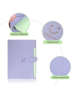 erorex Expanding File Folders 2 Pack Plastic Letter A4 Paper Organizer Folder With Labels With Snap Closure Folders With 5 Pockets For School Home Work Office Green And Purple  - Image 3