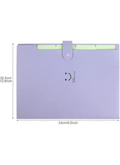 erorex Expanding File Folders 2 Pack Plastic Letter A4 Paper Organizer Folder With Labels With Snap Closure Folders With 5 Pockets For School Home Work Office Green And Purple  - Image 5