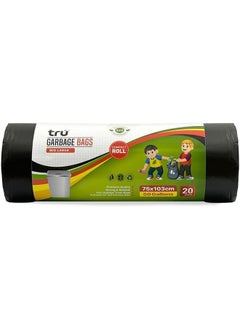 Tru tru Garbage Bags Roll Black 75x103cm 50 Gallon Mid-Large (Household bags) - 20 Bags 