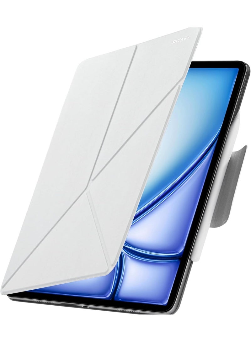 حافظة بيتاكا لجهاز آيباد إير 13 2025/2024 حافظة مغناطيسية لجهاز آيباد برو 12.9 2022/2021/2020/2018 حافظة واقية فائقة الخفة لجهاز آيباد مع حامل قلم وحامل آيباد مصنوعة من جلد PU أبيض [MagEZ Folio 2]