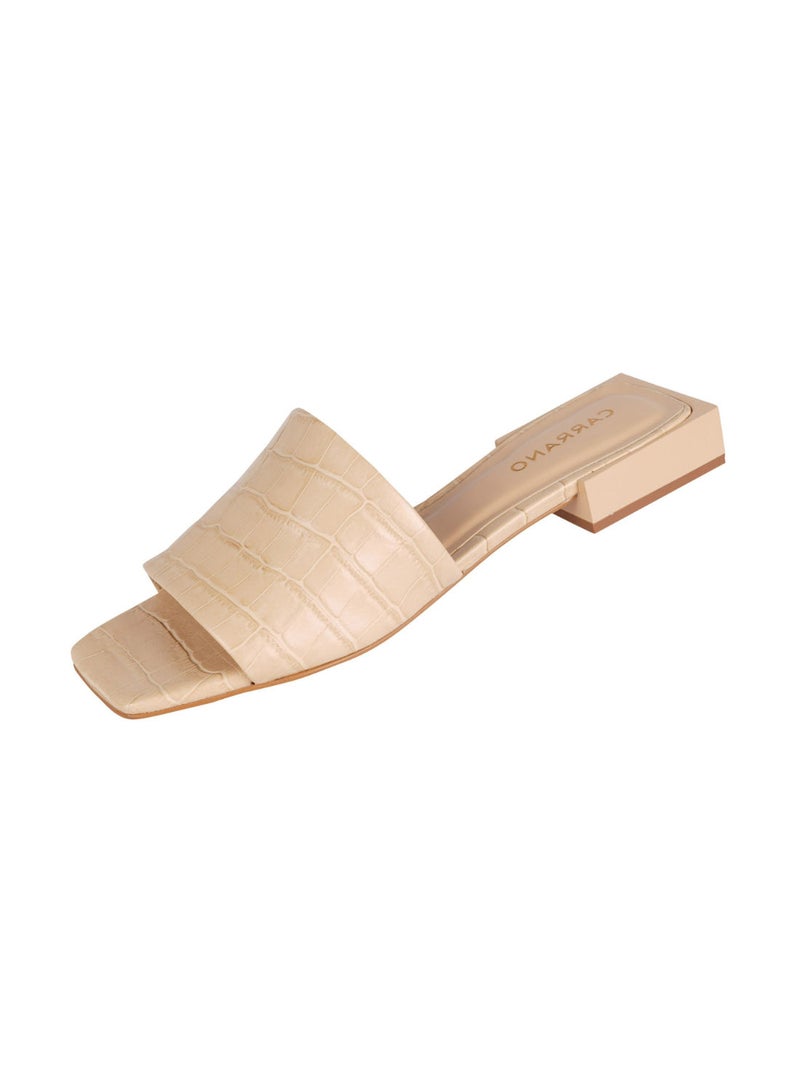 Carrano Ladies Open Mule Low Heel Croco Print Leather 468001 Pint0142 - Image 3