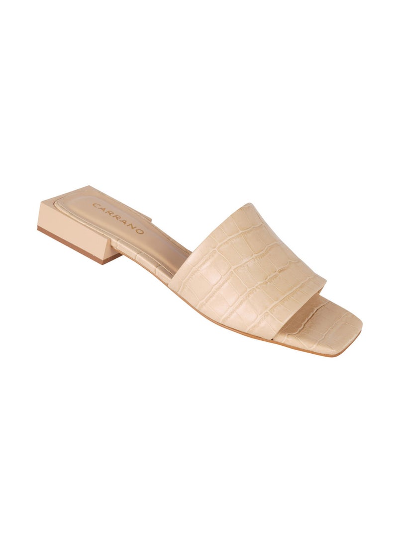 Carrano Ladies Open Mule Low Heel Croco Print Leather 468001 Pint0142 - Image 1