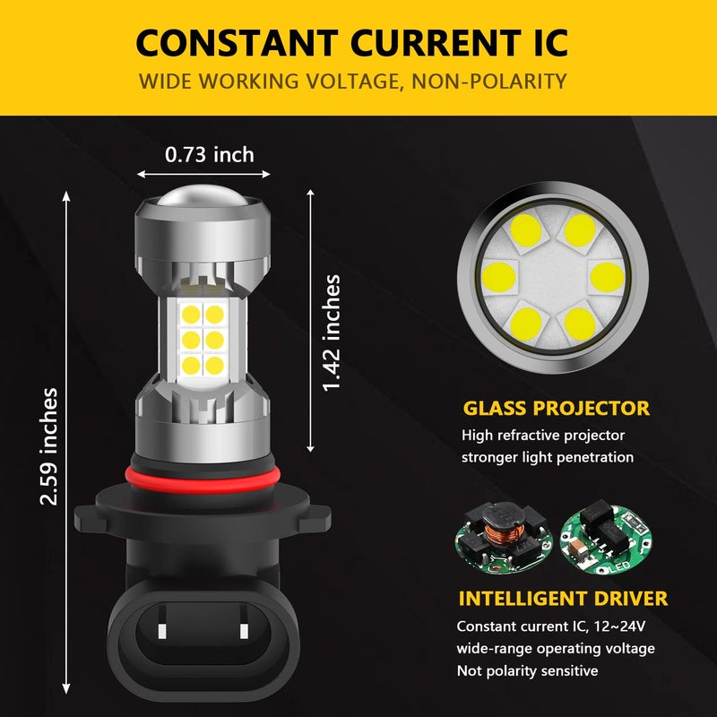 PHINLION 9006 HB4 LED Fog Light Bulbs, 3200 Lumens Super Bright, 6000K Xenon White Daytime Running Lights DRL Replacement Lamps for Cars, Trucks, SUVs - Image 4