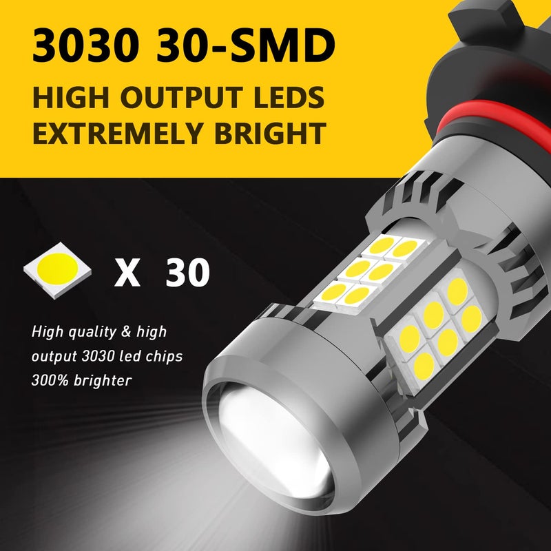 PHINLION 9006 HB4 LED Fog Light Bulbs, 3200 Lumens Super Bright, 6000K Xenon White Daytime Running Lights DRL Replacement Lamps for Cars, Trucks, SUVs - Image 2