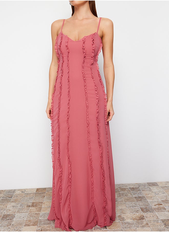 trendyol - Dusty Rose Woven Chiffon Long Evening Evening Dress TPRSS24AE00072 - Image 1