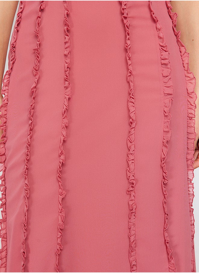 trendyol - Dusty Rose Woven Chiffon Long Evening Evening Dress TPRSS24AE00072 - Image 1