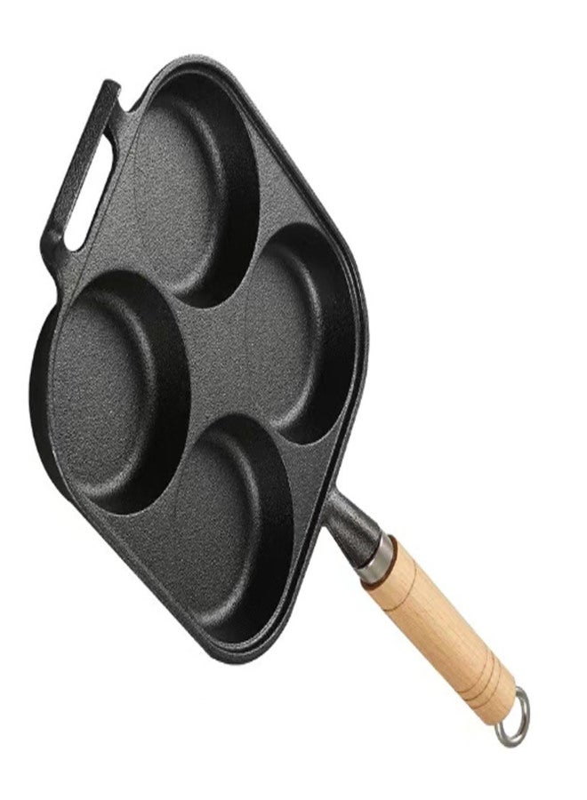 Frying Pan Deepened Non Stick With Spatula Oil Brush Four Hole Frying Pot For Breakfast Pancake - Image 3