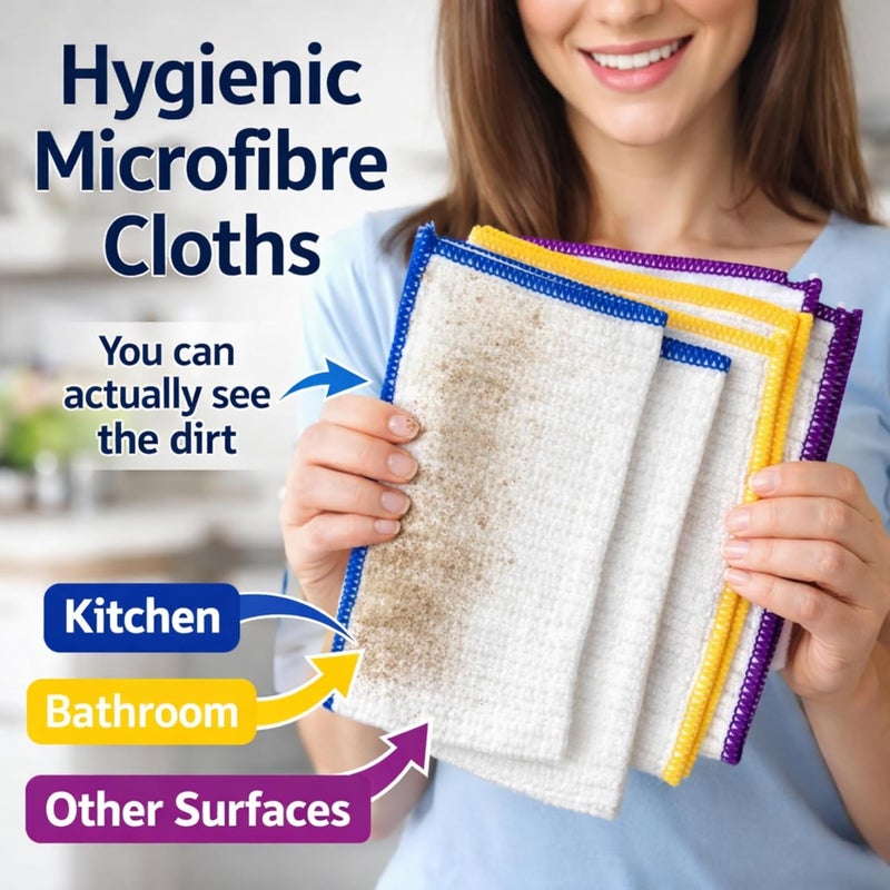 Towelogy Microfibre Cleaning Cloths, 12 Pack - 30x40cm Reusable Lint Free Cloths - Image 2