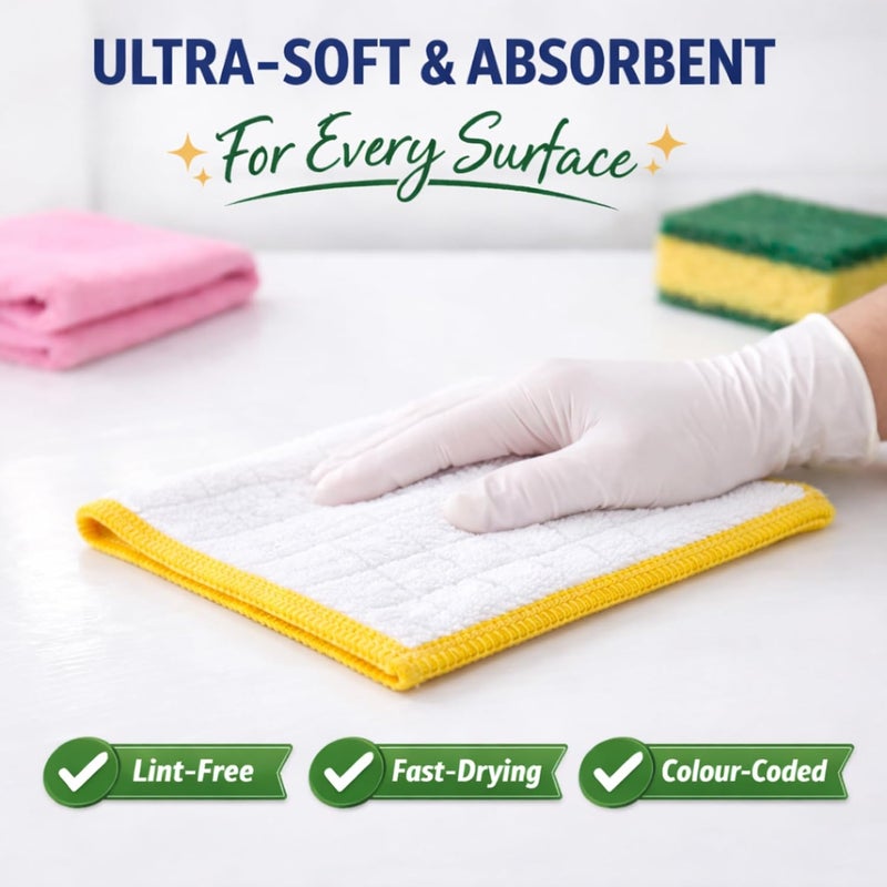 Towelogy Microfibre Cleaning Cloths, 12 Pack - 30x40cm Reusable Lint Free Cloths - Image 4