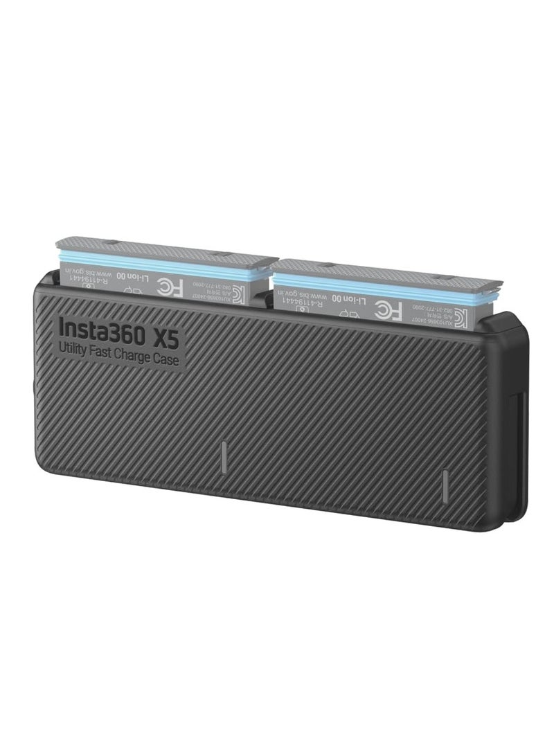 Insta360 X5 Utility Fast Charge Case | Dual Slot X5 Battery Charger & Storage, Charges 3x Batteries at the same time (2x in the case, 1x X5 Battery), Built-in USB- C Cable, 3x Micro SD Card Slots  - Image 2