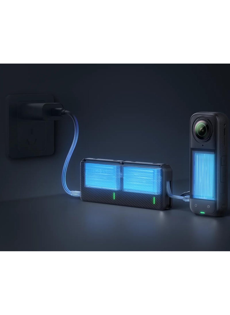 Insta360 X5 Utility Fast Charge Case | Dual Slot X5 Battery Charger & Storage, Charges 3x Batteries at the same time (2x in the case, 1x X5 Battery), Built-in USB- C Cable, 3x Micro SD Card Slots  - Image 3