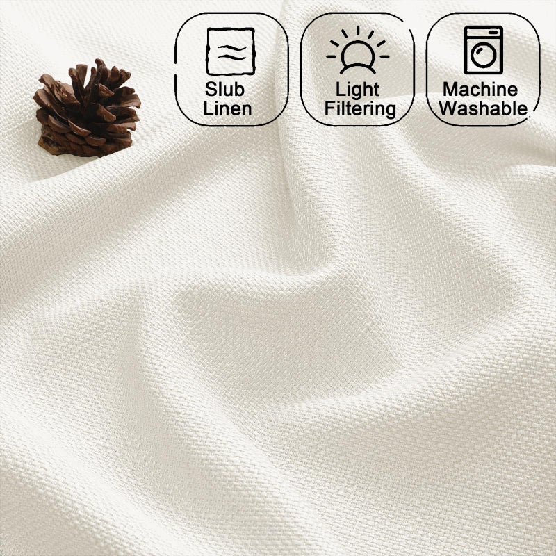 Chyhomenyc Short Curtains 36 Inch Length, Faux Linen Textured Small Kitchen Curtain, Light Filtering Yellowish Half Window Curtains for Basement Cabinet, Each 30x36 Inch, Creamï¼ˆprev. Ivoryï¼‰ - Image 5