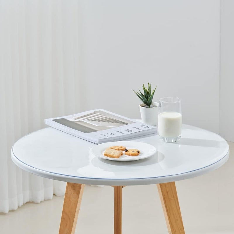 Leffora 10 Inch Clear Round Table Cover Protector, 1.5mm Thick Plastic Desk Protector Mat, Round Waterproof Oil Proof PVC Desk Cover, Vinyl Placemats for Circle Desktop, Night Stand, Coffee Sofa Table - Image 2