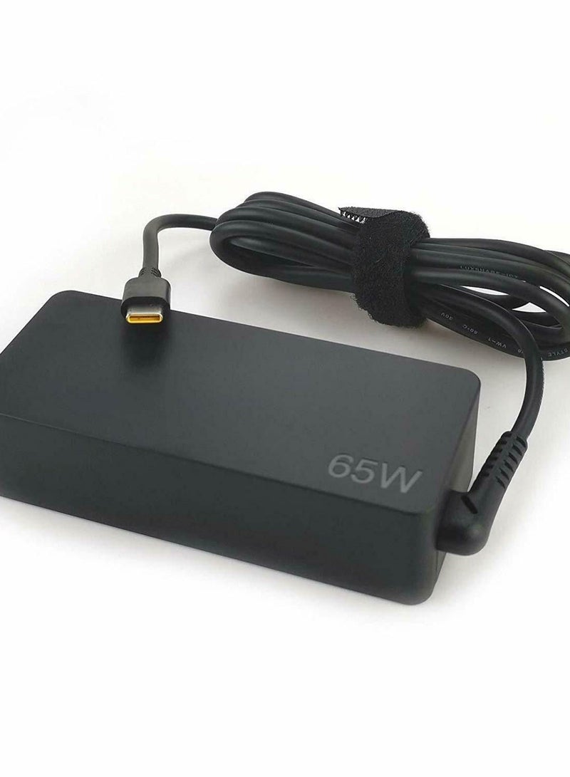 محول تيار متردد قياسي USB-C بقوة 65 وات لأجهزة Lenovo Yoga C930-13 وYoga S730-13 وYoga 920-13 وYoga 730-13 وIdeaPad 730s-13 وGX20P92530 باللون الأسود
