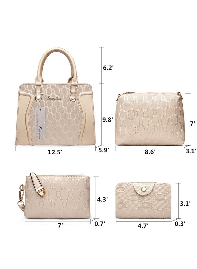 Soperwillton Handbag for Women Tote Bag Shoulder Bags Satchel 4pcs Purse Set - Image 4