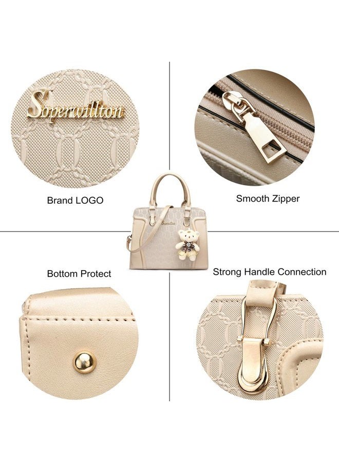 Soperwillton Handbag for Women Tote Bag Shoulder Bags Satchel 4pcs Purse Set - Image 5