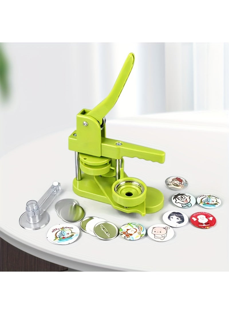 DIY Badge Maker Kit with Rotating Machine, Complete Set Including Molds and Accessories for Crafting Custom Buttons and Pins.
