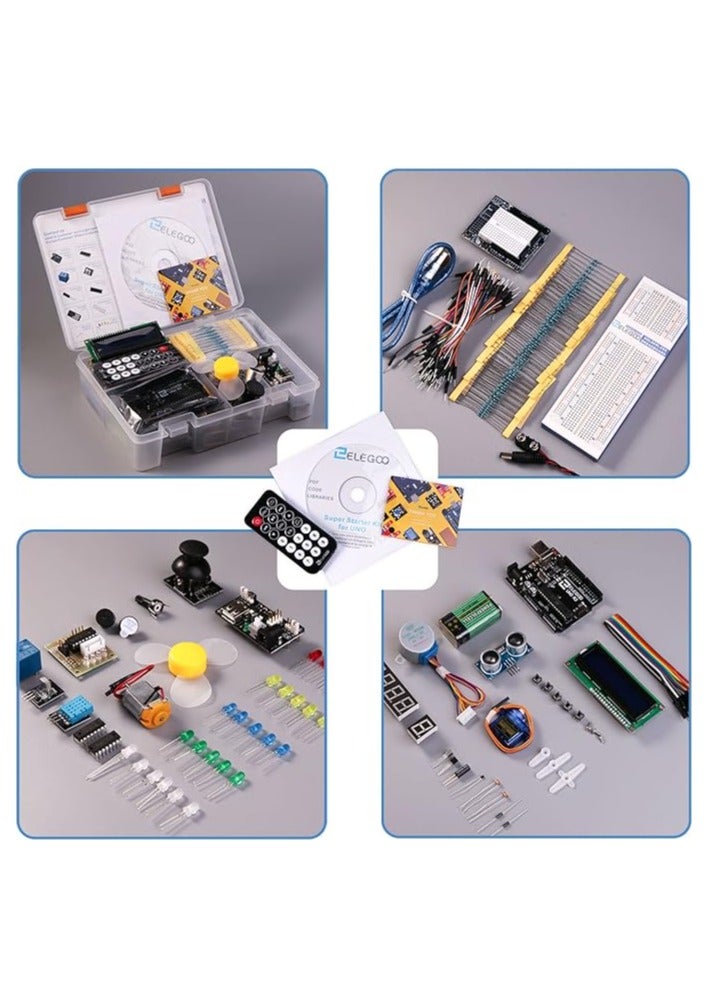 ELEGOO UNO R3 Project Super Starter Kit Compatible with Arduino IDE with Tutorial, 5V Relay, UNO R3 Board, Power Supply Module, Servo Motor, Prototype Expansion Board, etc. for Beginner