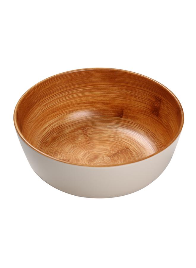 Felli Melamine and Bamboo Round Serving Bowl White and Brown 15 x 5.5cm Y1K120121-PH051-B