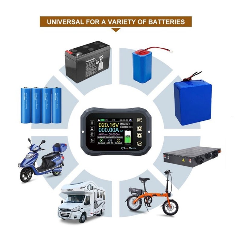 Battery Monitor 400A 2.4in Ultra Clear Display with Shunt 0‑120V Voltage Current Meter - Image 2