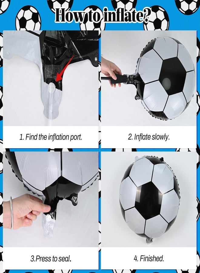 Togvu Football Balloons, Metallic Blue Silver Balloons with 18 Inch Football Foil Balloon for Sport Theme Soccer Party Decorations, Soccer Print Chrome Silver Blue Confetti Balloon for Boys Men Birthday - Image 4