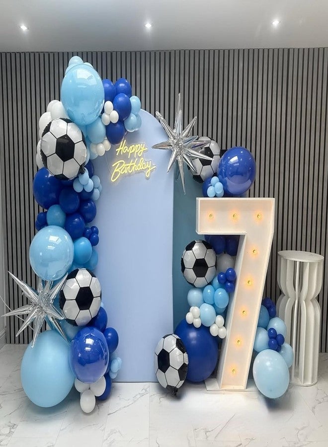 Togvu Football Balloons, Metallic Blue Silver Balloons with 18 Inch Football Foil Balloon for Sport Theme Soccer Party Decorations, Soccer Print Chrome Silver Blue Confetti Balloon for Boys Men Birthday - Image 3