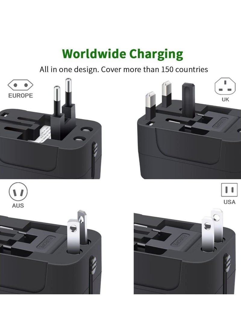 Travel Adapter Worldwide All In One Universal Power Wall Charger Ac Power Plug Adapter With Dual Usb Charging Ports For Usa EU Uk Aus Cell Phone Laptop - Image 3