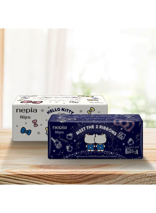 Nepia okitty Starry Sky Facial Tissues, 3-ply, 130 Sheets*6 Packs, Soft Tissue Paper, Economical Home Pack, M Size - Image 3