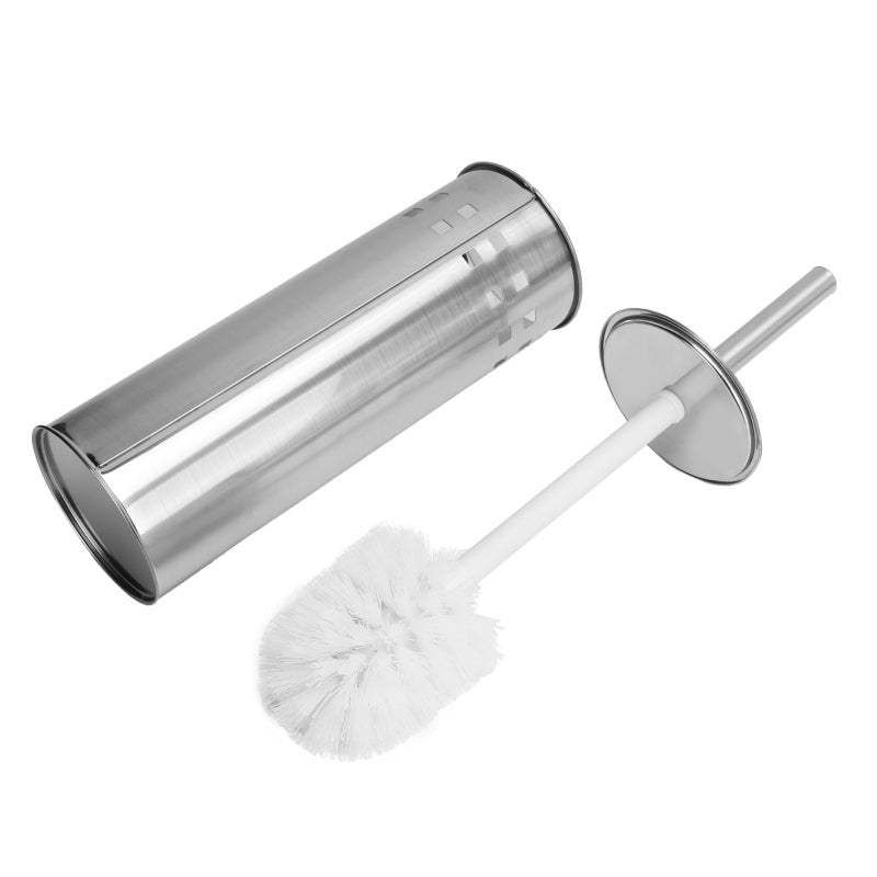 Toilet Brush Set: 1 Pack Stainless Steel Handle, Vented Holder, Rust-Resistant, Stylish Design - Flexible Nylon Bristles, Germ-Proof Storage for Bathroom Toilet Cleaning - Image 3