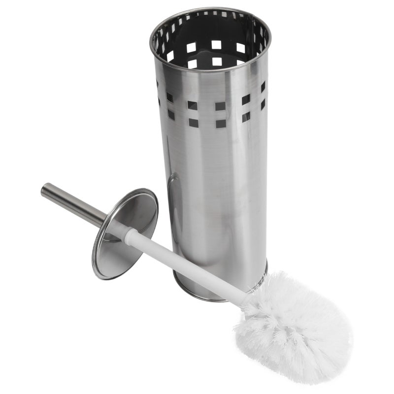Toilet Brush Set: 1 Pack Stainless Steel Handle, Vented Holder, Rust-Resistant, Stylish Design - Flexible Nylon Bristles, Germ-Proof Storage for Bathroom Toilet Cleaning - Image 2