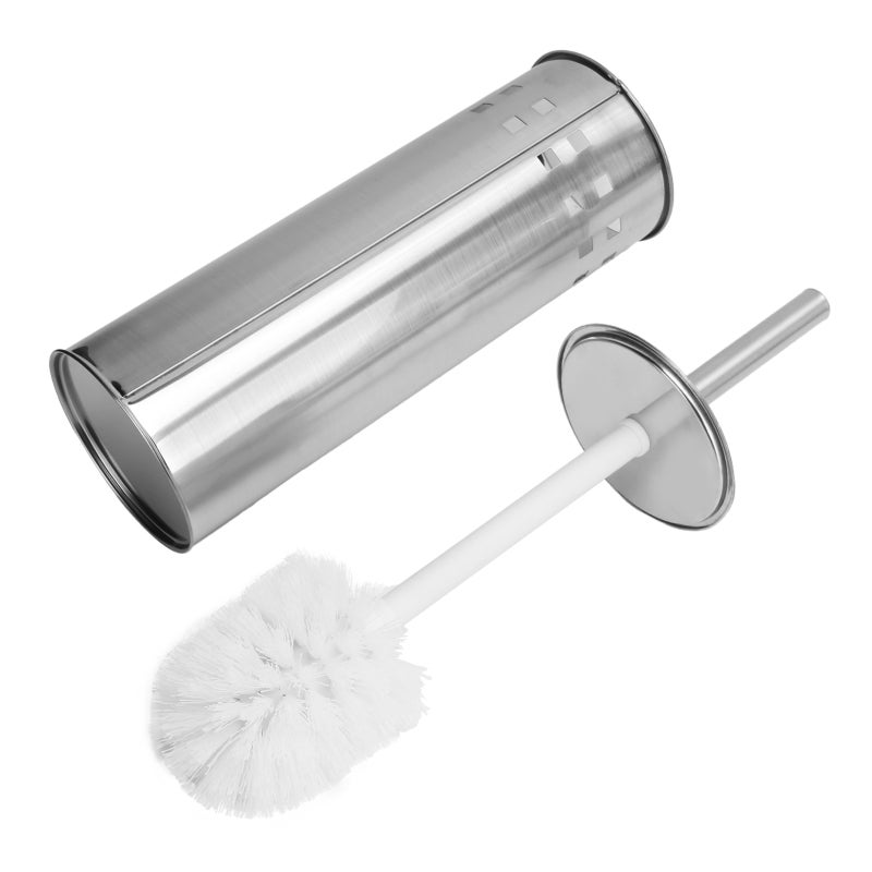 Toilet Brush Set: 1 Pack Stainless Steel Handle, Vented Holder, Rust-Resistant, Stylish Design - Flexible Nylon Bristles, Germ-Proof Storage for Bathroom Toilet Cleaning - Image 5