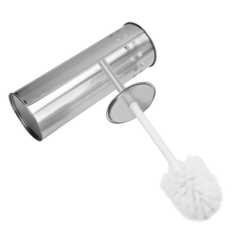 Toilet Brush Set: 1 Pack Stainless Steel Handle, Vented Holder, Rust-Resistant, Stylish Design - Flexible Nylon Bristles, Germ-Proof Storage for Bathroom Toilet Cleaning - Image 4