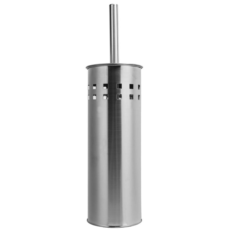 Toilet Brush Set: 1 Pack Stainless Steel Handle, Vented Holder, Rust-Resistant, Stylish Design - Flexible Nylon Bristles, Germ-Proof Storage for Bathroom Toilet Cleaning - Image 1