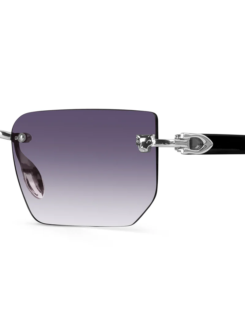 Woggles UV- Protected Silver Rimless Rectangle Sunglasses