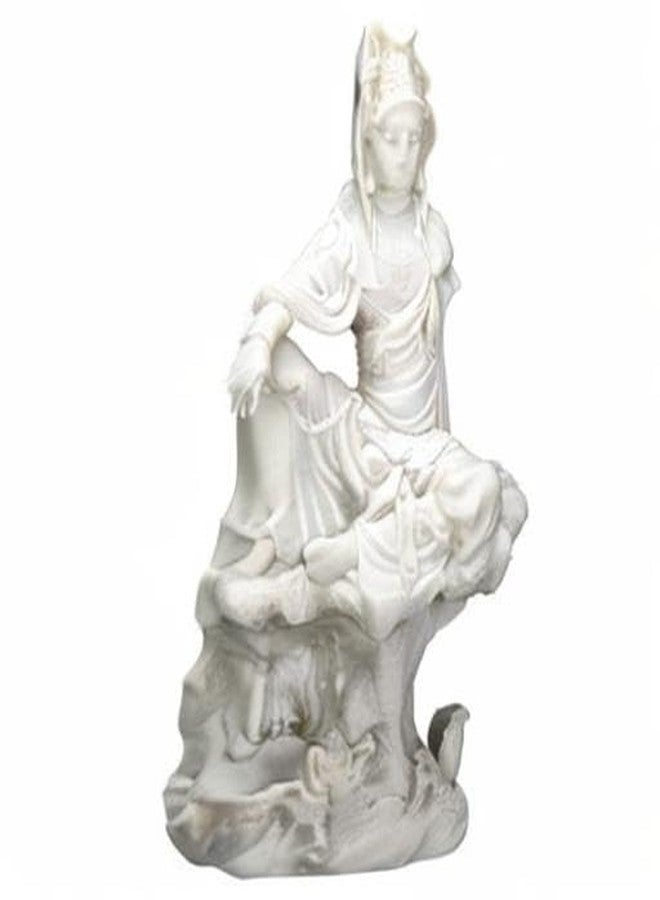 SUMMIT COLLECTION 7 Inch Cream Toned Cold Cast Resin "Water & Moon Kuan Yin" Statue - Image 2