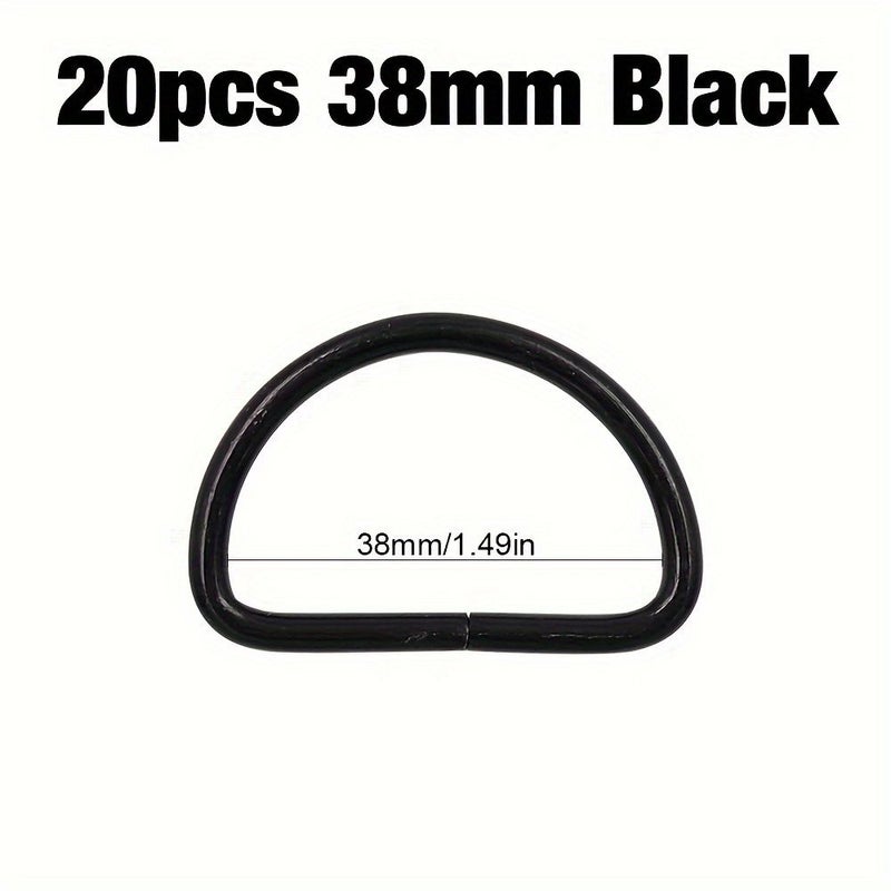 20pcs Black Metal D Buckle 38mm Size For Belts And Straps - Image 1