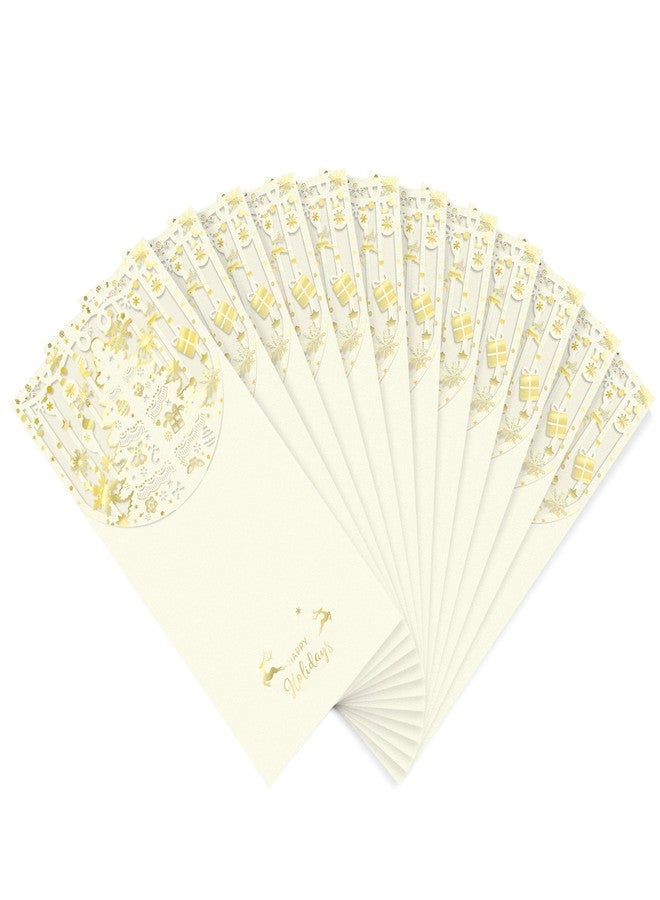 AVERZELLA Holidays Christmas Money Holder for Cash Gift 12 Pcs, Xmas Cash Envelopes Money Envelopes with Gold Foil & Laser Cut, Christmas Currency Gift Envelopes (Beige) - Image 2