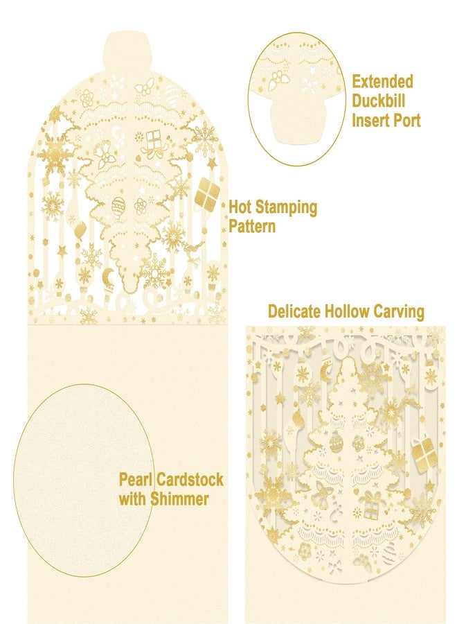 AVERZELLA Holidays Christmas Money Holder for Cash Gift 12 Pcs, Xmas Cash Envelopes Money Envelopes with Gold Foil & Laser Cut, Christmas Currency Gift Envelopes (Beige) - Image 3