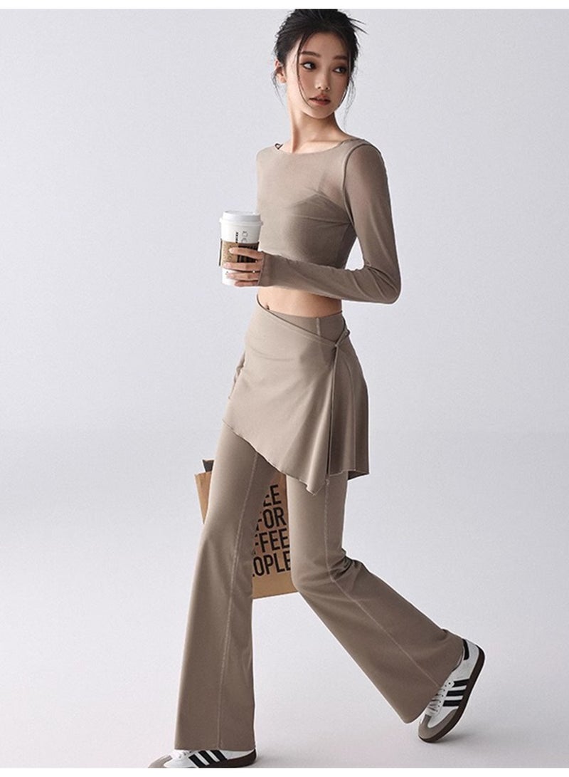 المرأة أنيقة عالية الارتفاع نحيفة تشتعل بوتكوت بنطلون اليوغا ناعمة البطن التحكم الرقص بيلاتس تدريب بانتسكيرت صالة رياضية - Image 3