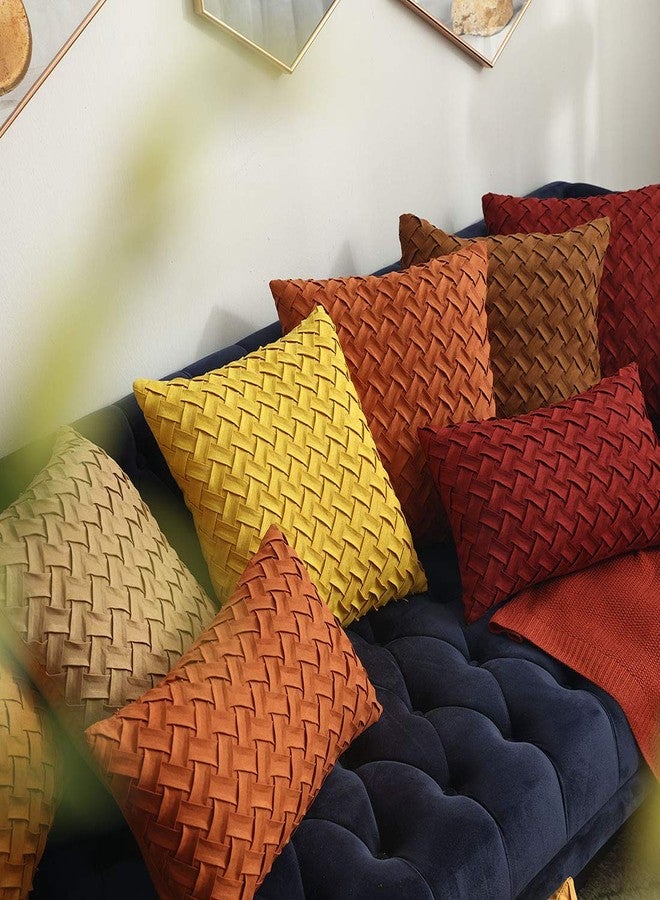 vctops Boho Basket Weave Pattern Decorative Throw Pillow Cover Super Soft Suede Solid Square Accent Cushion Case for Couch Sofa Car (Brown,18"x18") - Image 5