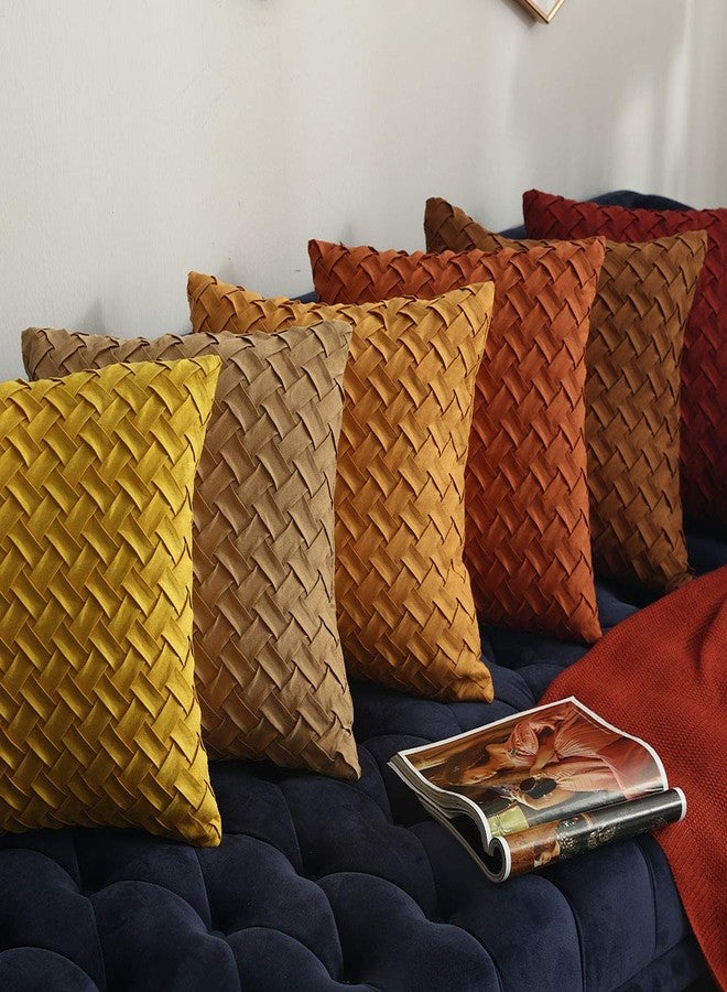 vctops Boho Basket Weave Pattern Decorative Throw Pillow Cover Super Soft Suede Solid Square Accent Cushion Case for Couch Sofa Car (Brown,18"x18") - Image 4