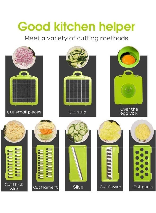 12 in 1 Vegetable Chopper, Multifunctional Mandoline Slicer Dicer Household Kitchen for Onion, Garlic, Carrot, Potato, Tomato, Fruit, Salad 7 Stainless Steel Blades  - Image 3