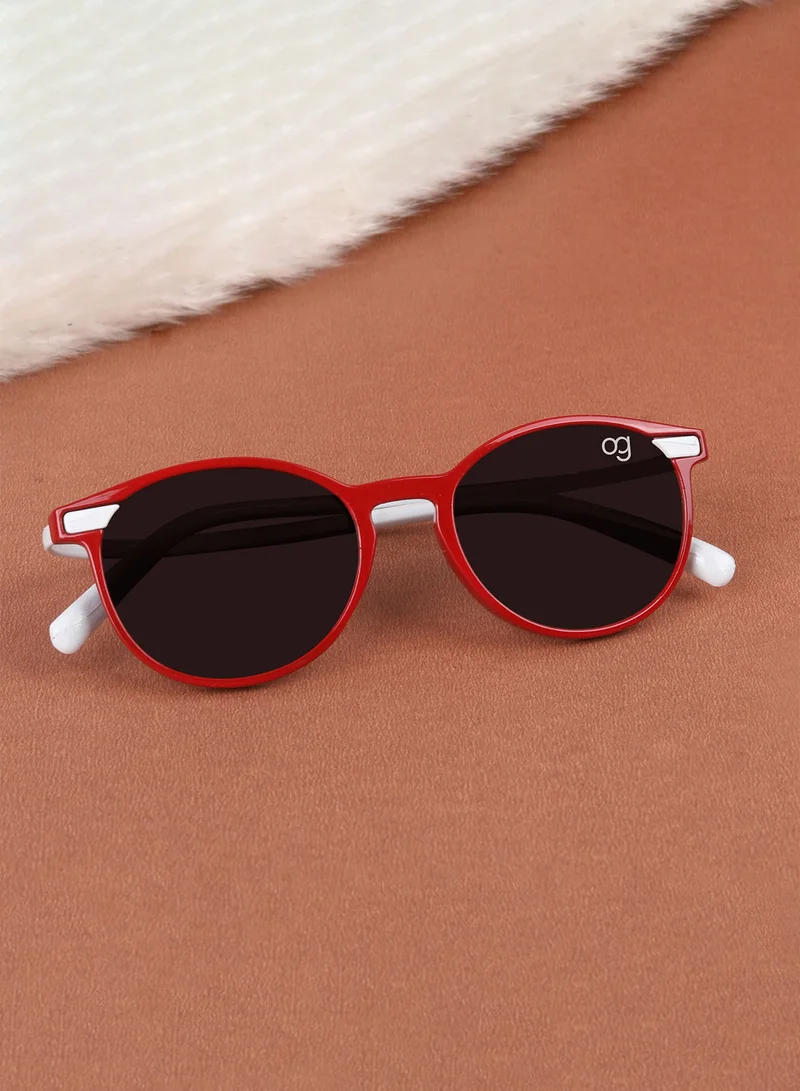 Woggles Stylish Red & White Wayfarer Kids Sunglasses