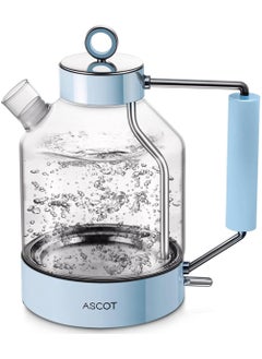Electric Kettle, ASCOT Glass Electric Tea Kettle 1.5L 2200W Tea Heater, Borosilicate Glass, BPA-Free, Auto Shut-Off and Boil-Dry Protection